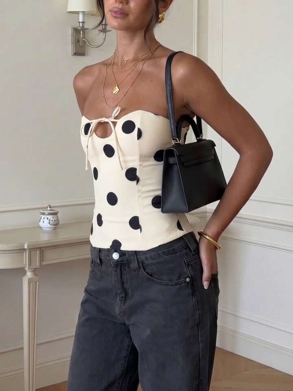 Casual Sexy Elegant Fashionable Charming Polka Dot Woven Fabric Bandeau